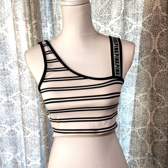 PINK Victoria Secret Women's Ultimate Logo Strap Sports Crop - Picture 2 of 8